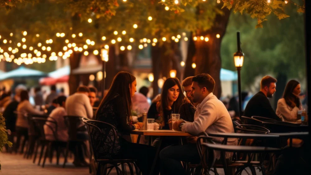 Menschen sitzen in Straßencafés | Drinkport